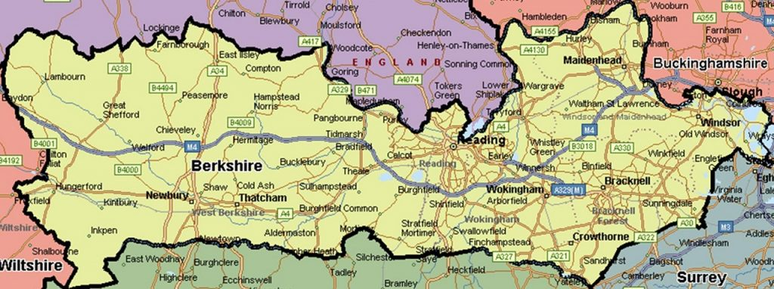 Map of Berkshire County, United Kingdom