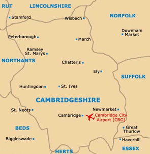 Map of Cambridgeshire County, United Kingdom