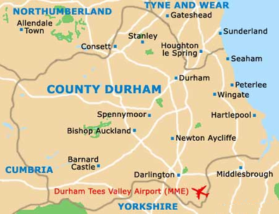 Map of Arms of County Durham, United Kingdom