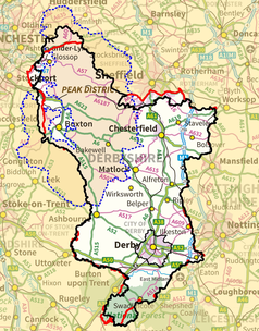 Political Map of Derbyshire County, United Kingdom