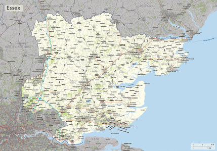 Map of Essex County, United Kingdom