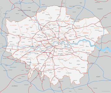 Map of Greater London Local Authority, United Kingdom