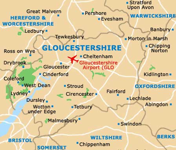Map of Gloucestershire County, United Kingdom