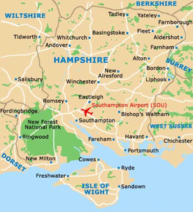 Map of Hampshire County, United Kingdom