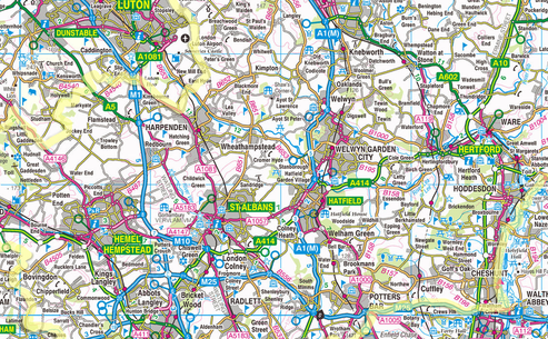 Map of Hertfordshire County, United Kingdom