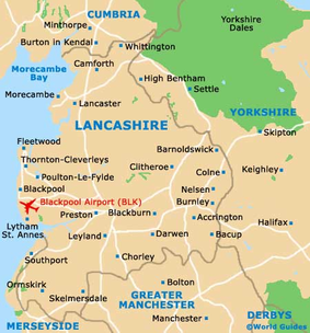 Map of Lancashire County, United Kingdom