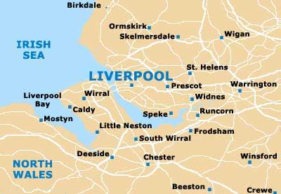Map of of Merseyside County, United Kingdom