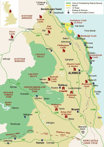 Map of Northumberland County, United Kingdom