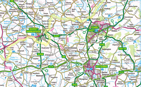 Map of Northamptonshire County, United Kingdom