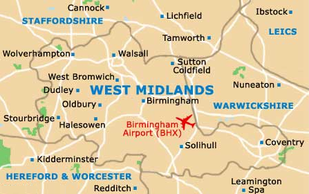 Map of West Midlands County, United Kingdom