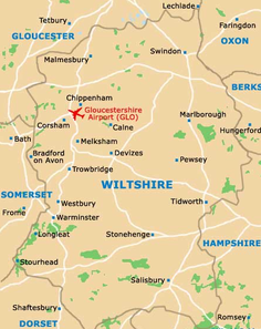 Map of Wiltshire County, United Kingdom