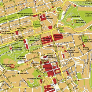 Urban Map of Edinburgh, Scotland, United Kingdom