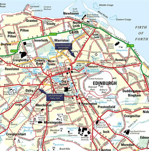 Regional Map of Edinburgh, Scotland, United Kingdom